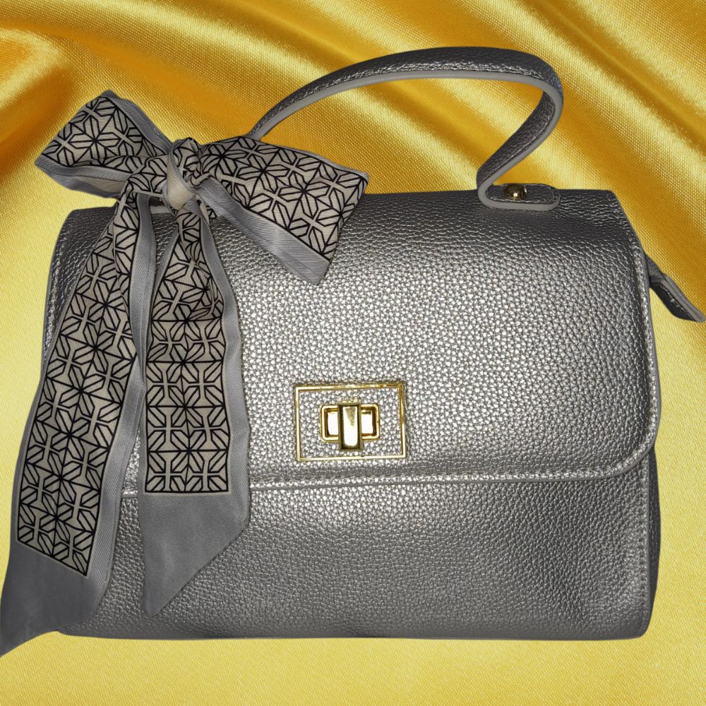 Bolsa Elegance Silver com Laço Estampado