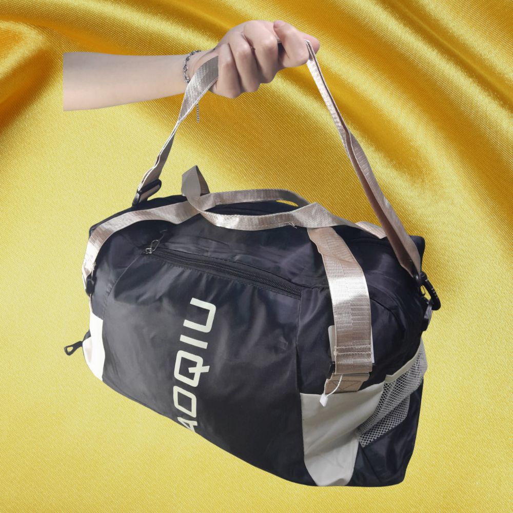Bolsa Esportiva Multifuncional Preta e Bege – Ideal para Academia e Viagens
