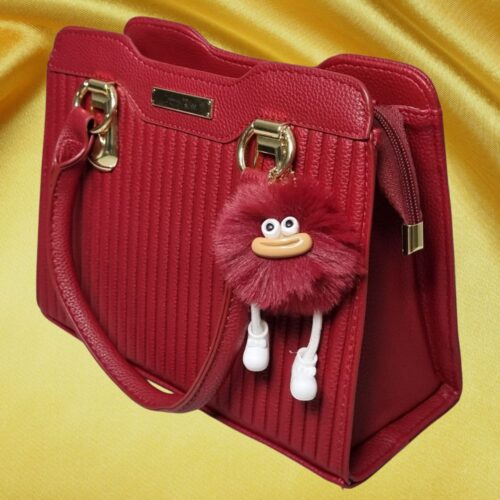 Bolsa Estruturada Vermelha Luxo com Chaveiro Divertido