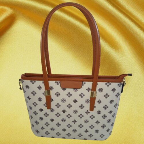 Bolsa Feminina Estampada Bege com Alças Caramelo