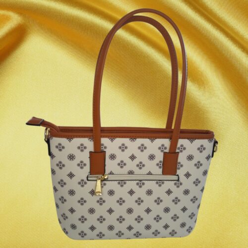 Bolsa Feminina Estampada Bege com Alças Caramelo